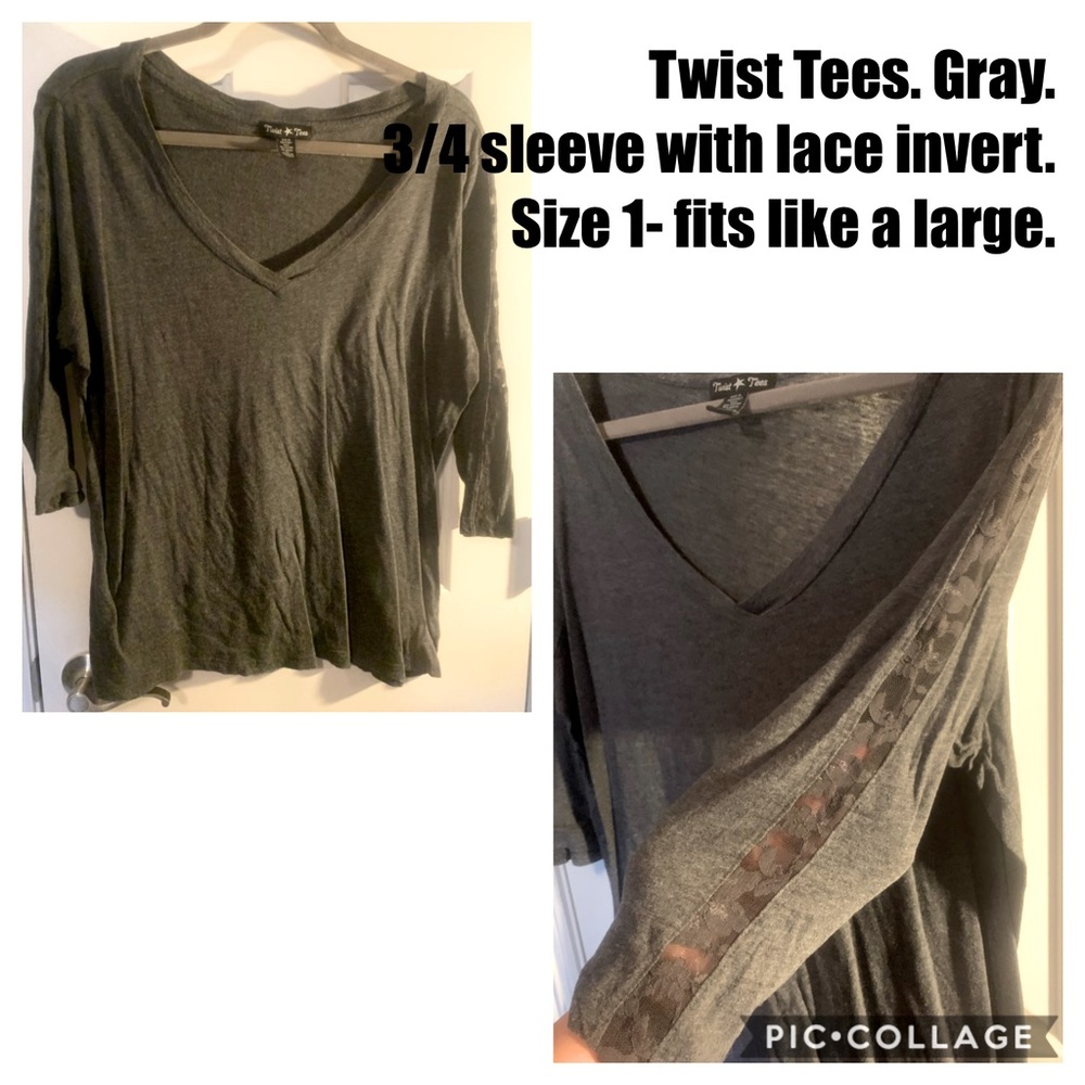 TWIST Tee, Gray, Long Sleeve Top